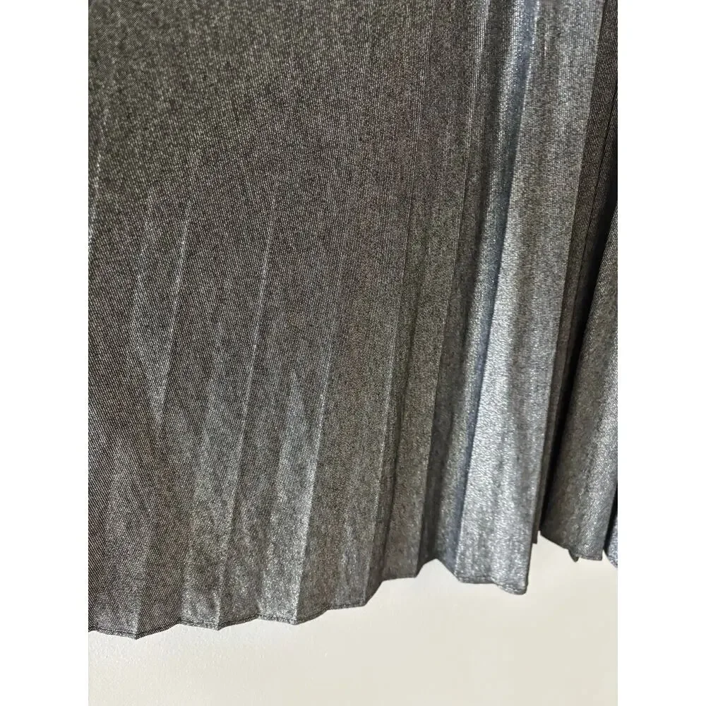Simply Vera Wang Womens Pleated Midi Skirt Size Medium Metallic Gray NWT Party